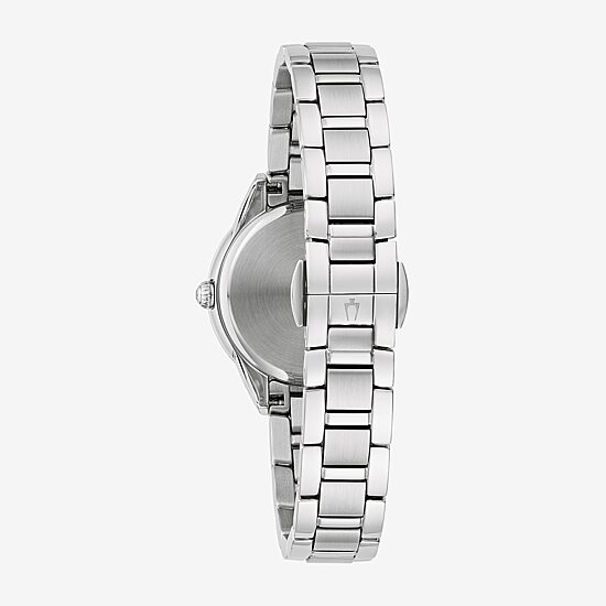 Bulova Classic Sutton Womens Diamond Accent Silver Tone Stainless Steel Bracelet Watch 96r253