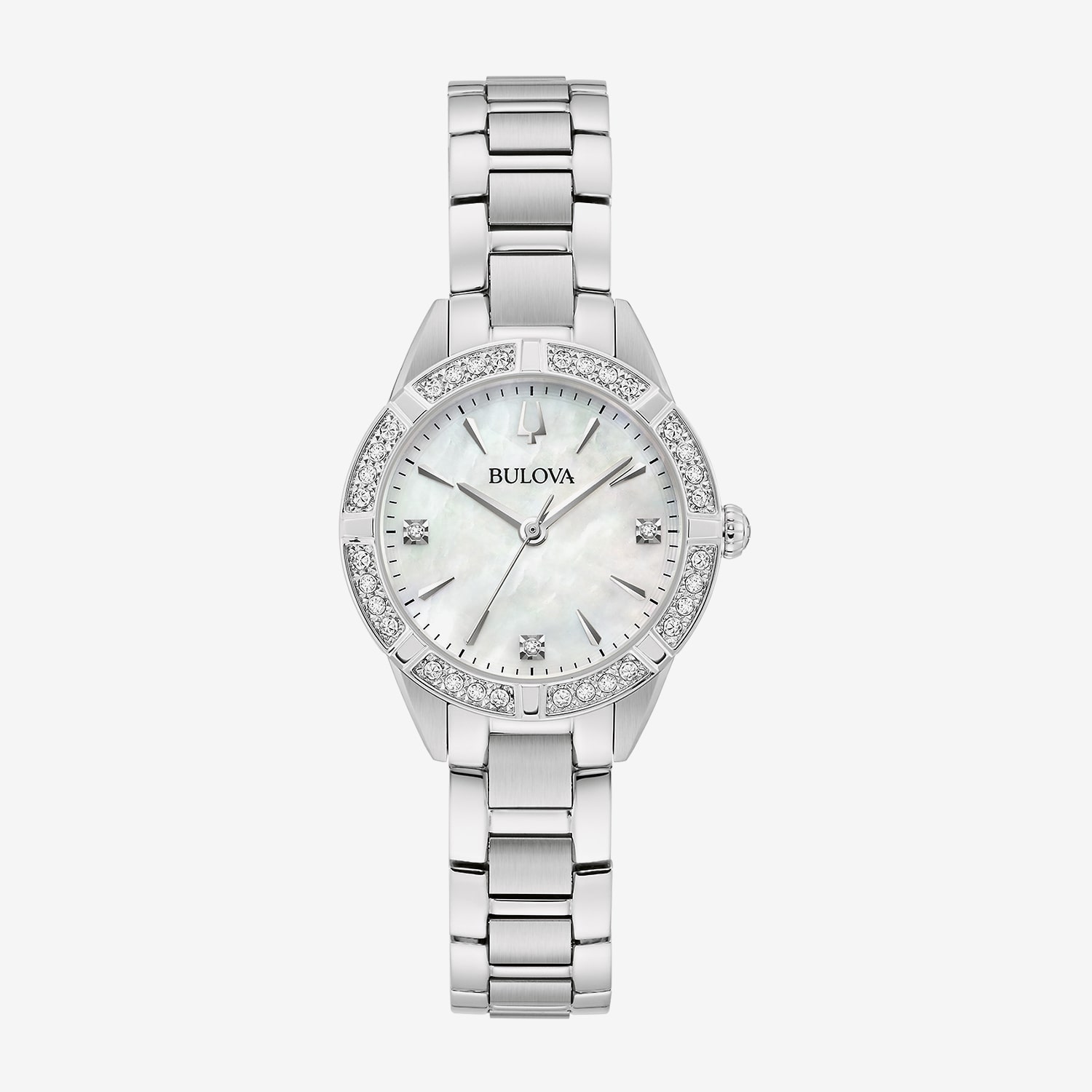 Bulova Classic Sutton Womens Diamond Accent Silver Tone Stainless Steel Bracelet Watch 96r253