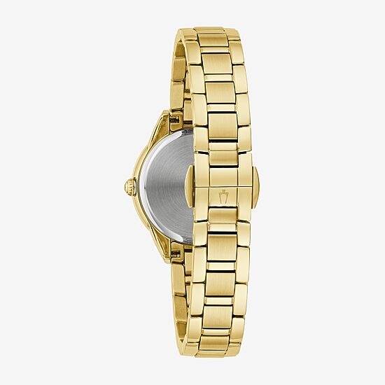 Bulova Classic Sutton Womens Diamond Accent Gold Tone Stainless Steel Bracelet Watch 98r297