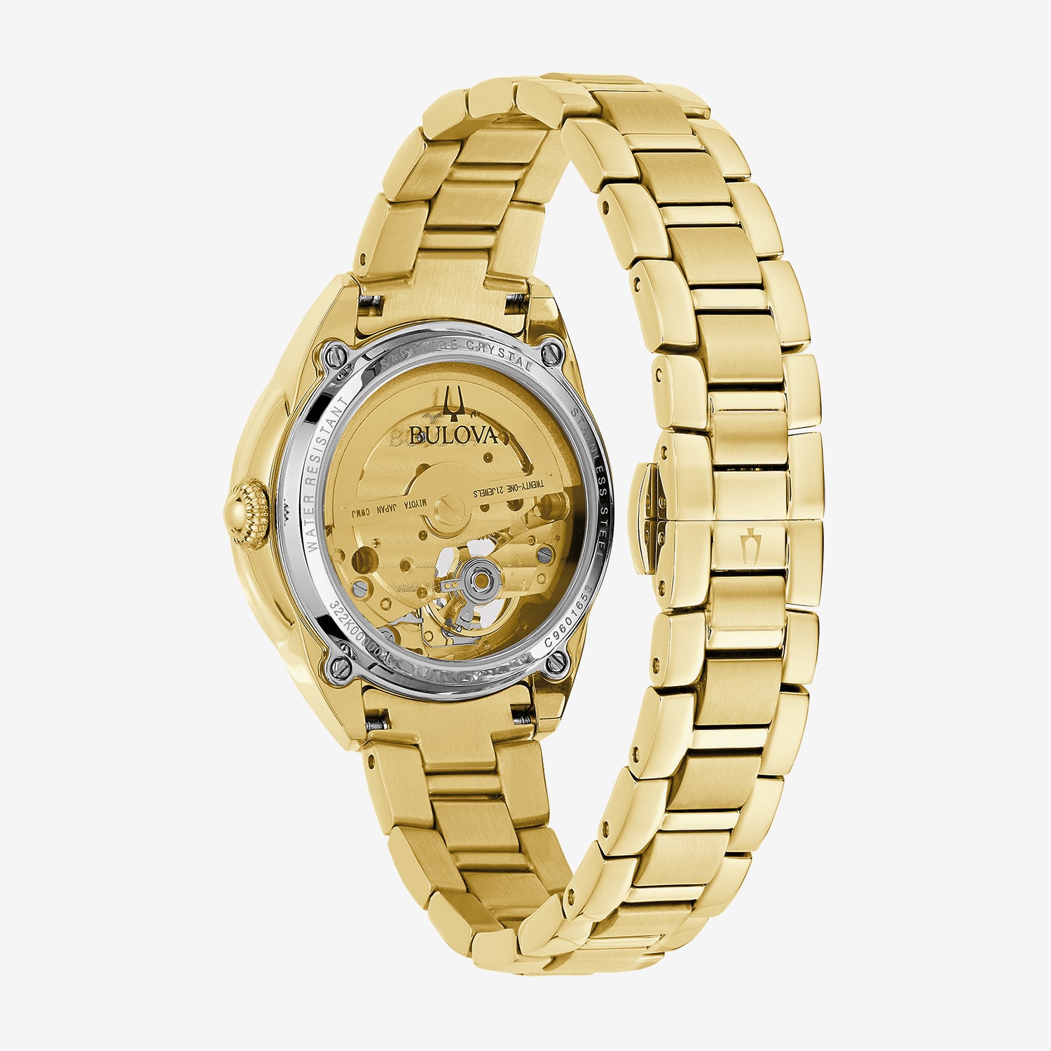 Bulova Classic Sutton Womens Automatic Gold Tone Stainless Steel Bracelet Watch 97l172