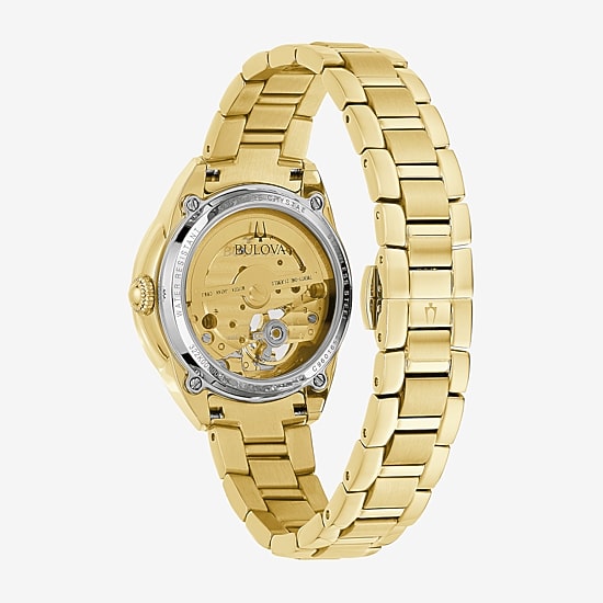 Bulova Classic Sutton Womens Automatic Gold Tone Stainless Steel Bracelet Watch 97l172