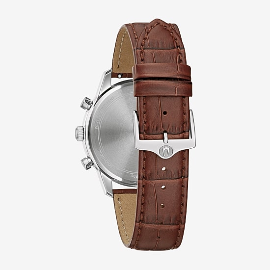 Bulova Classic Sutton Mens Chronograph Brown Leather Strap Watch 96b402