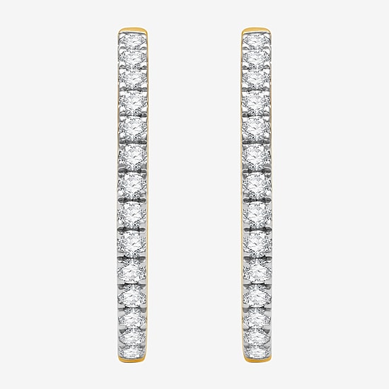 (H-I / I1) 1 CT. T.W. Lab Grown Diamond 10K or 14K White or Yellow Gold 23.1mm Hoop Earrings