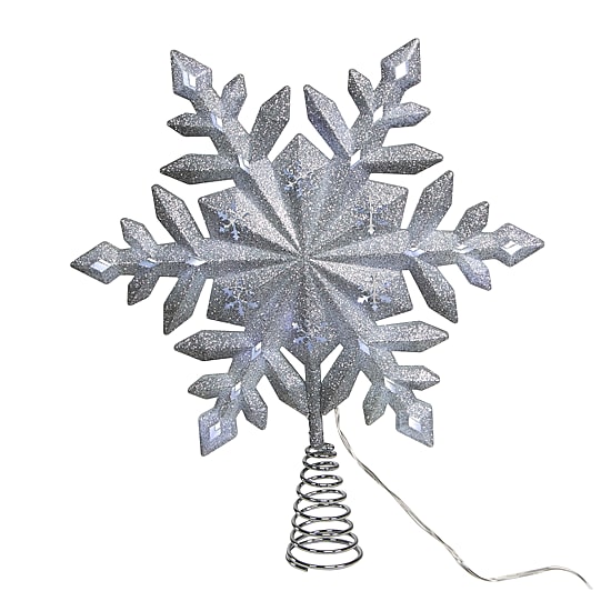 Kurt Adler 13in Led Glittered Snowflake Christmas Tree Topper