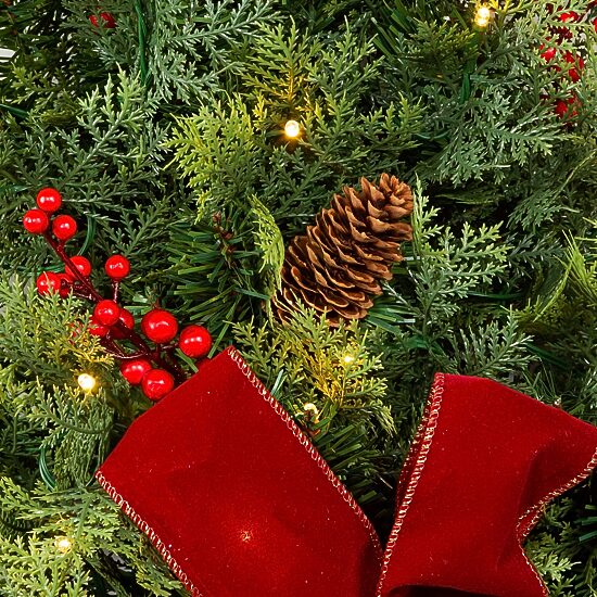 Kurt Adler Battery-Operated Red Bow 2 Foot Pre-Lit Cedar Christmas Tree
