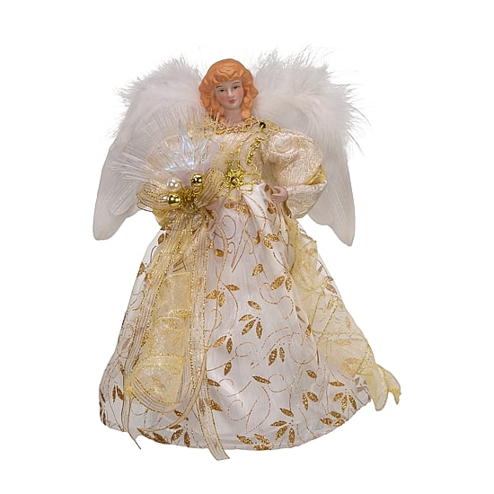 Kurt Adler 12in Battery-Operated Gold Angel Christmas Tree Topper