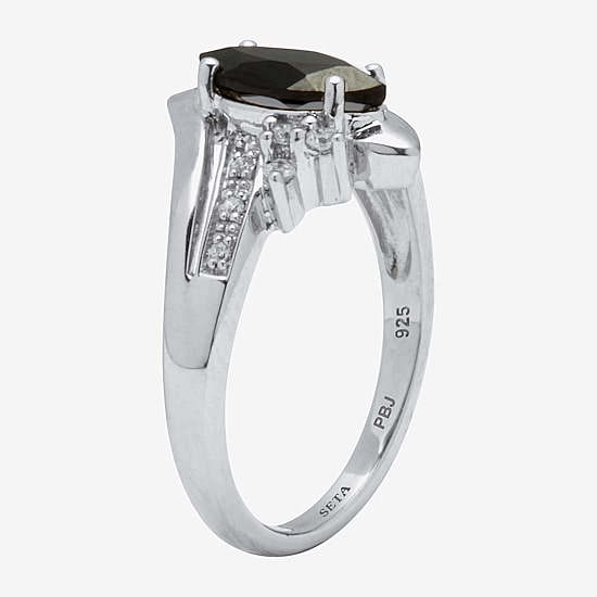 Womens Genuine Black Onyx Sterling Silver Marquise Cocktail Ring