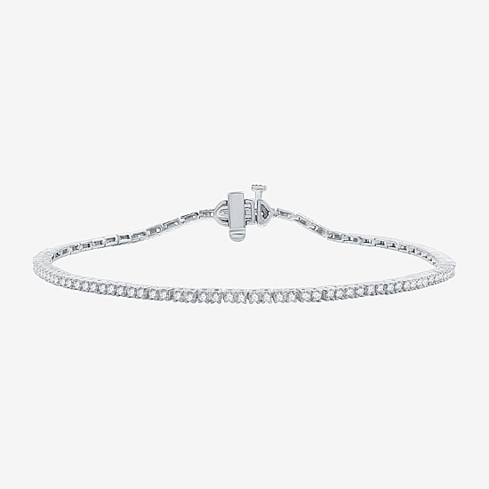 1 CT. T.W. Genuine White Diamond 10K or 14K White or Yellow Gold Tennis Bracelet