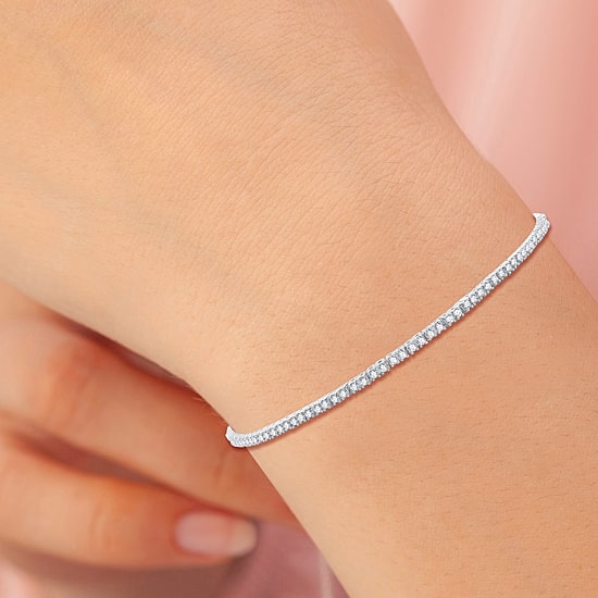 1 CT. T.W. Genuine White Diamond 10K or 14K White or Yellow Gold Tennis Bracelet