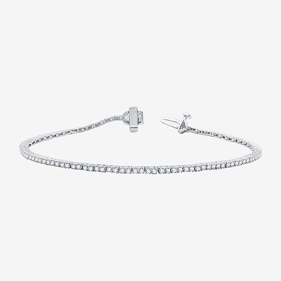 1 CT. T.W. Genuine White Diamond 10K or 14K White or Yellow Gold Tennis Bracelet