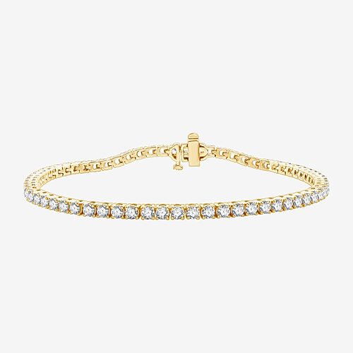 4 CT. T.W. Natural White Diamond 10K or 14K White or Yellow Gold 7.25 Inch Tennis Bracelet, One Size, Yellow