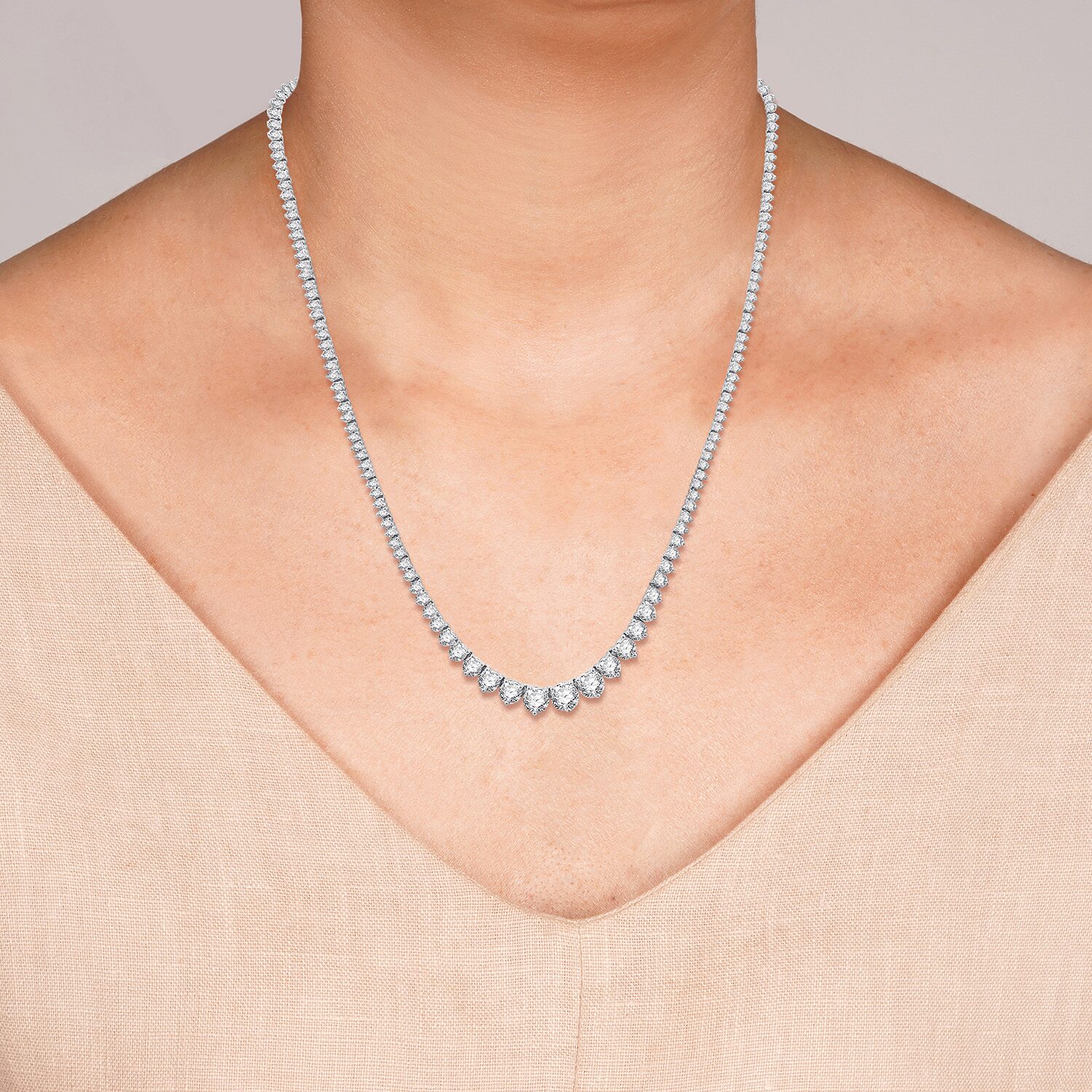7 Ct.T.W. (H-I / I1) Womens Lab Grown White Diamond 10K or 14K White or Yellow Gold Tennis Necklaces