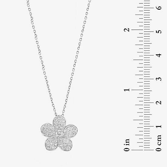 Effy Final Call (E-F / Vs2-Si1) Womens 3/4 CT. T.W. Lab Grown White Diamond Sterling Silver Flower 16 Inch Pendant Necklace