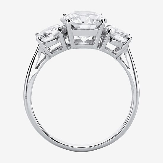 Diamonart Womens 3 CT. T.W. Cubic Zirconia Platinum Over Silver Round Engagement Ring