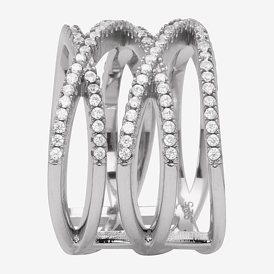 Diamonart Womens 1/2 CT. T.W. Cubic Zirconia Sterling Silver Round Cocktail Ring