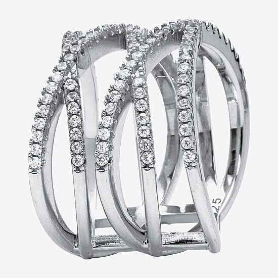 Diamonart Womens 1/2 CT. T.W. Cubic Zirconia Sterling Silver Round Cocktail Ring