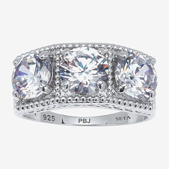 Diamonart Womens 1 3/4 CT. T.W. Cubic Zirconia Platinum Over Silver Round Engagement Ring