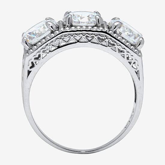 Diamonart Womens 1 3/4 CT. T.W. Cubic Zirconia Platinum Over Silver Round Engagement Ring