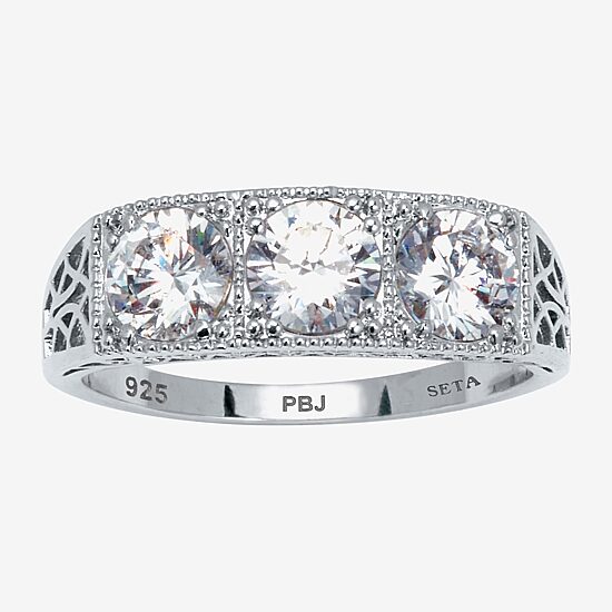 Diamonart Womens 4 1/2 CT. T.W. Cubic Zirconia Platinum Over Silver Round Engagement Ring