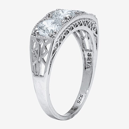 Diamonart Womens 4 1/2 CT. T.W. Cubic Zirconia Platinum Over Silver Round Engagement Ring