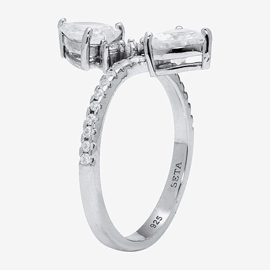 Diamonart Womens 1 7/8 CT. T.W. Cubic Zirconia Sterling Silver Heart Cocktail Ring