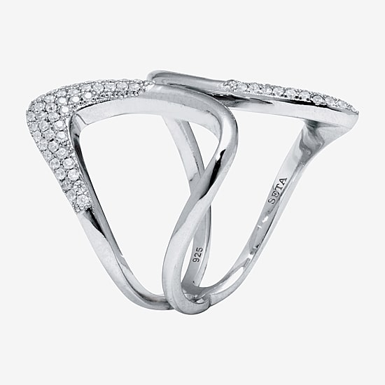 Diamonart Womens 1/2 CT. T.W. Cubic Zirconia Sterling Silver Round Cocktail Ring