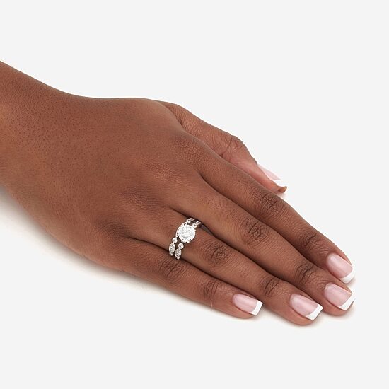 Diamonart Womens 2 1/2 CT. T.W. Cubic Zirconia Platinum Over Silver Round Bridal Set