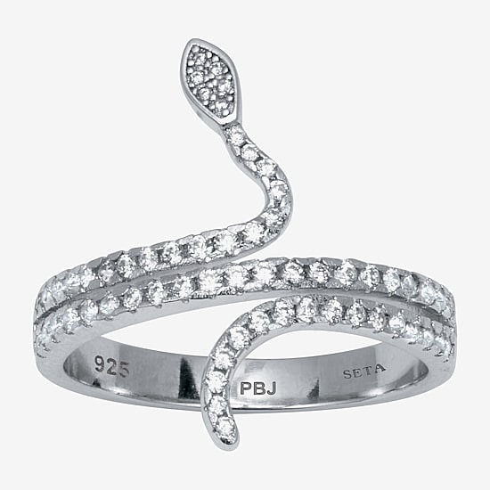 Diamonart Snake Womens 3MM 3/8 CT. T.W. Cubic Zirconia Sterling Silver Round Bypass  Band