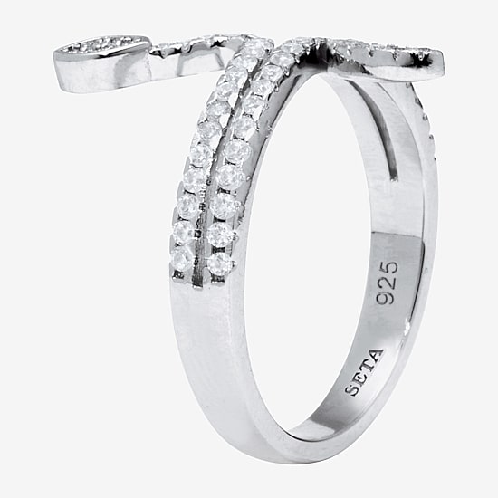 Diamonart Snake Womens 3MM 3/8 CT. T.W. Cubic Zirconia Sterling Silver Round Bypass  Band