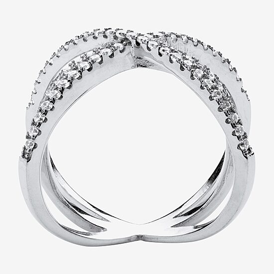 Diamonart Womens 1/2 CT. T.W. Cubic Zirconia Sterling Silver Round Cocktail Ring
