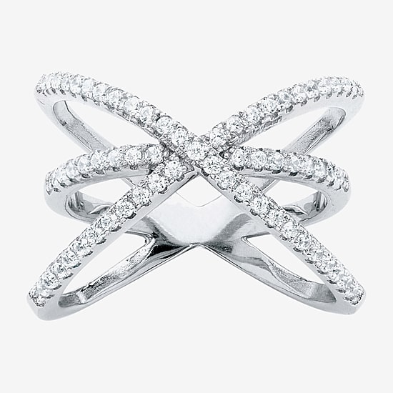 Diamonart Womens 1/2 CT. T.W. Cubic Zirconia Sterling Silver Round Cocktail Ring