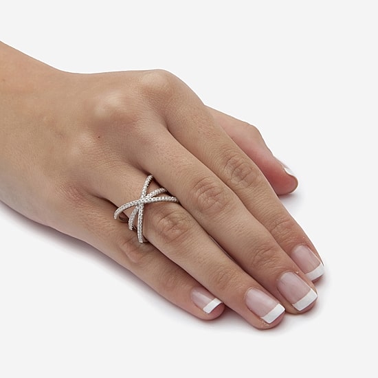 Diamonart Womens 1/2 CT. T.W. Cubic Zirconia Sterling Silver Round Cocktail Ring