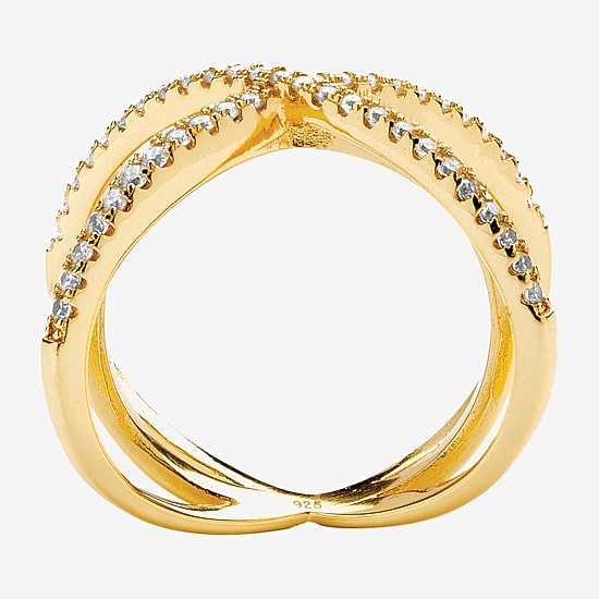 Womens 1/2 CT. T.W. Cubic Zirconia 14K Gold Over Silver Round Cocktail Ring