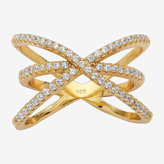Womens 1/2 CT. T.W. Cubic Zirconia 14K Gold Over Silver Round Cocktail Ring