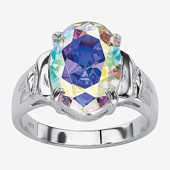 Diamonart Womens 5 3/4 CT. T.W. Cubic Zirconia Sterling Silver Oval Cocktail Ring