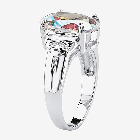 Diamonart Womens 5 3/4 CT. T.W. Cubic Zirconia Sterling Silver Oval Cocktail Ring