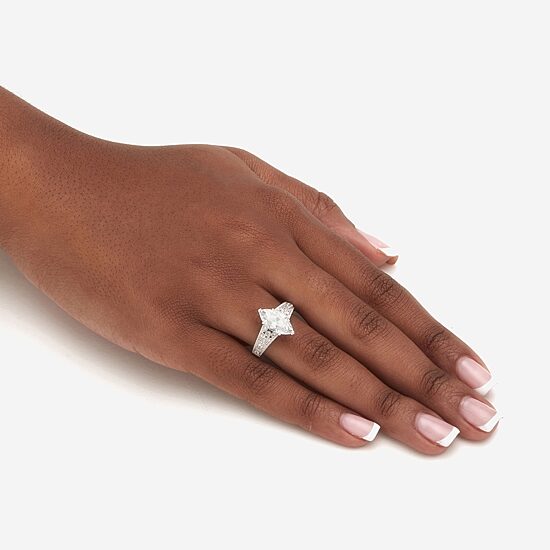 Diamonart Womens 3 1/4 CT. T.W. Cubic Zirconia Platinum Over Silver Diamond Engagement Ring