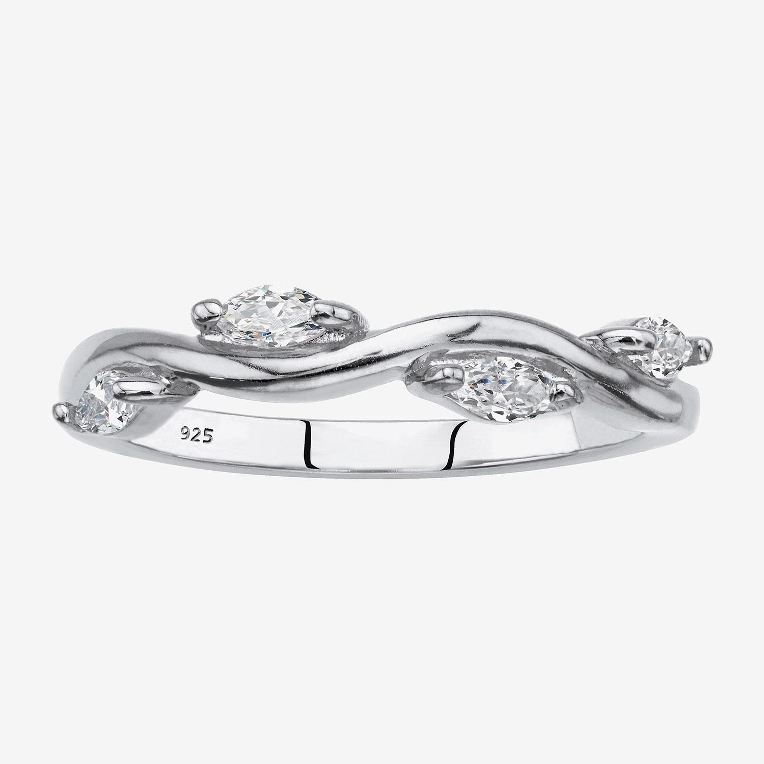 Diamonart Womens 2MM 3/8 CT. T.W. Cubic Zirconia Sterling Silver Diamond Band