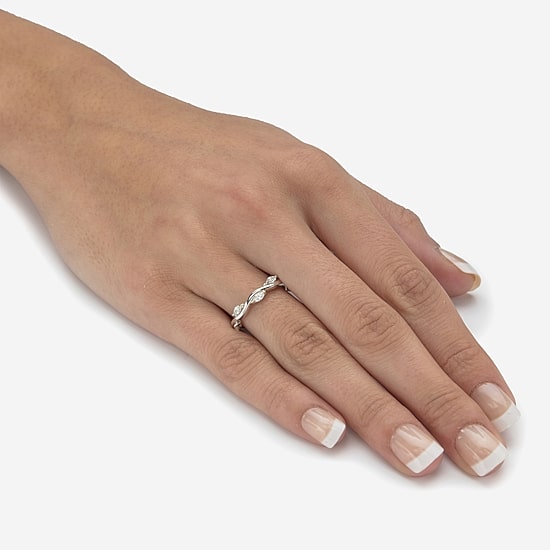 Diamonart Womens 2MM 3/8 CT. T.W. Cubic Zirconia Sterling Silver Diamond Band