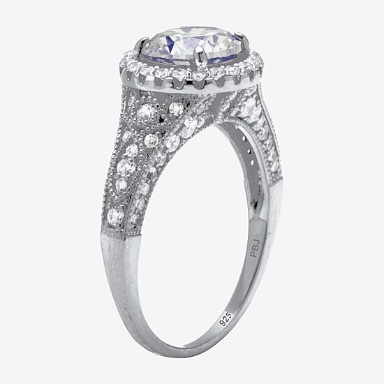 Diamonart Womens 2 3/4 CT. T.W. Cubic Zirconia Platinum Over Silver Round Engagement Ring