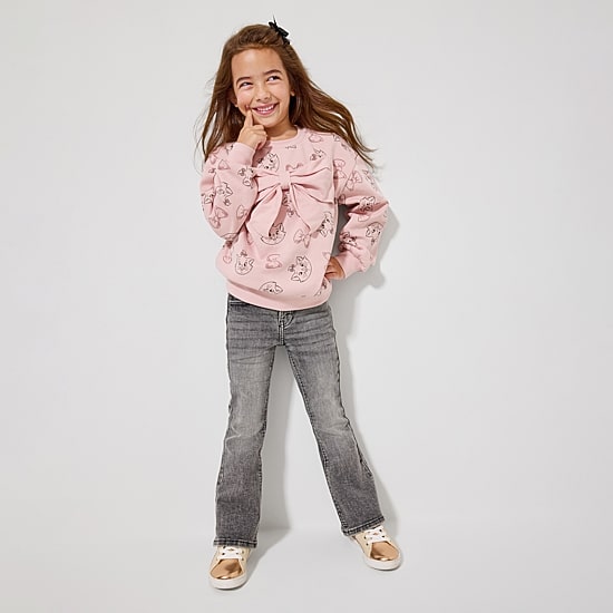 Disney Collection Little & Big Kid Girls Crew Neck Fleece Long Sleeve The Aristocats Sweatshirt
