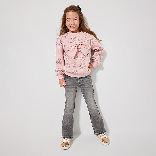 Disney Collection Little & Big Kid Girls Crew Neck Fleece Long Sleeve The Aristocats Sweatshirt