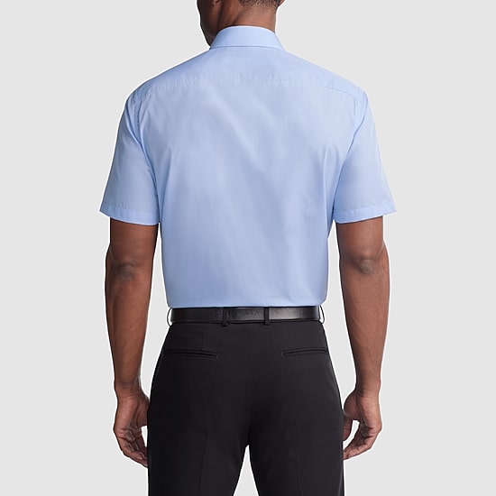 Van Heusen Poplin Mens Regular Fit Easy Care Wrinkle Free Short Sleeve Dress Shirt