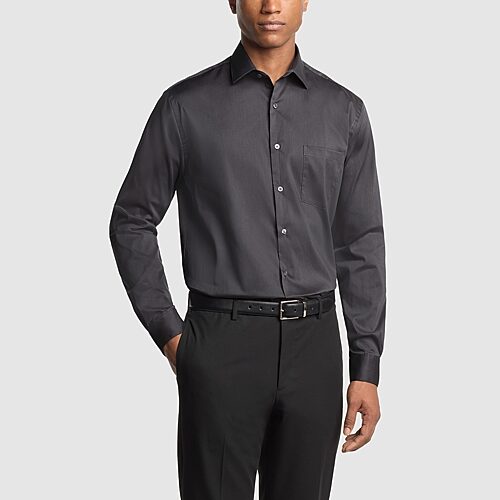 Van Heusen Everyday Defense Stain Shield Mens Regular Fit Stretch Fabric Wrinkle Free Long Sleeve Dress Shirt, 14-14.5 32-33, Gray