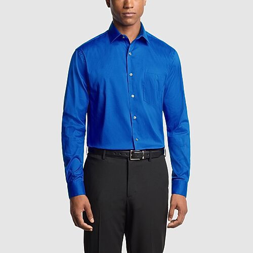 Van Heusen Everyday Defense Stain Shield Mens Regular Fit Stretch Fabric Wrinkle Free Long Sleeve Dress Shirt, 17-17.5 34-35, Blue