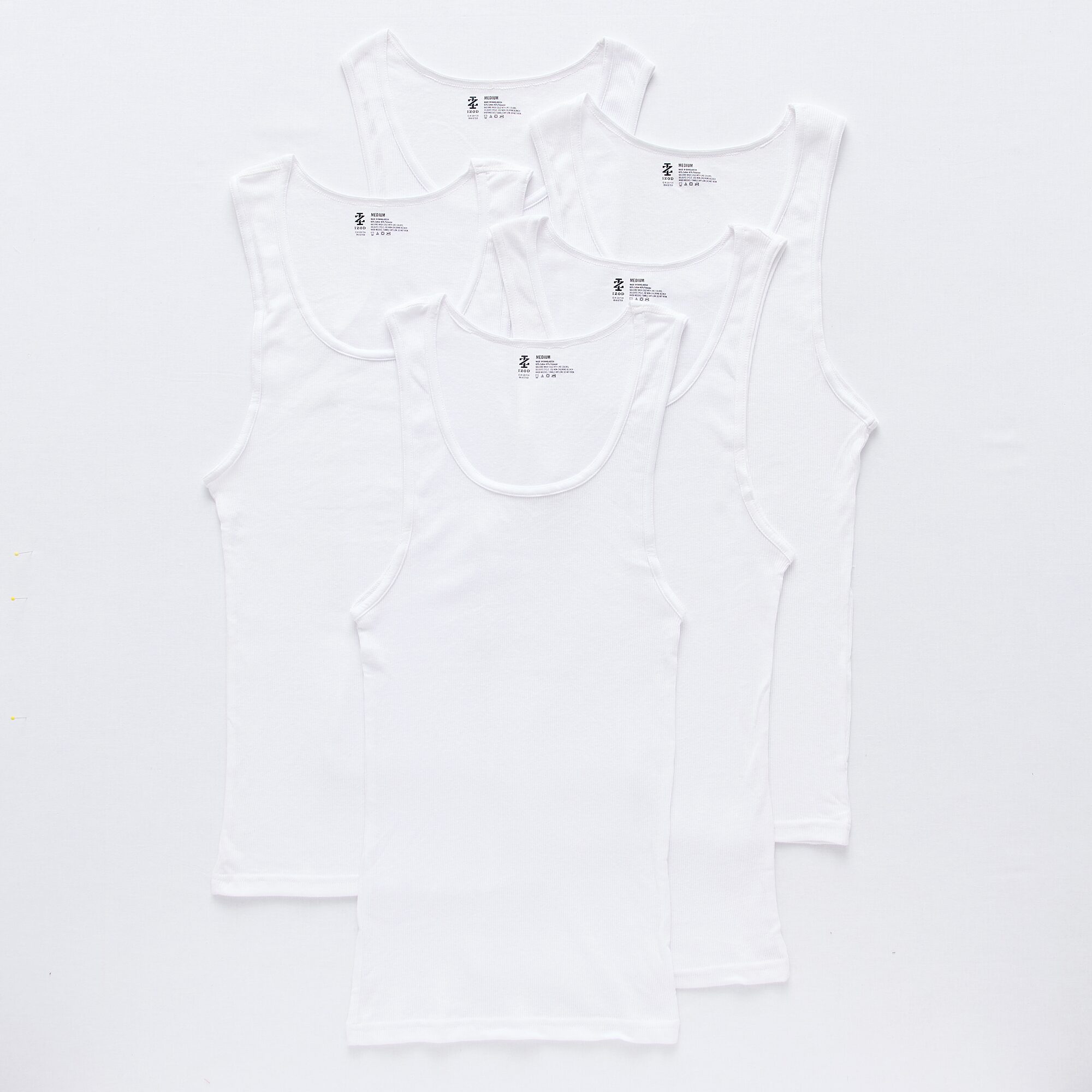 IZOD Mens Round Neck Sleeveless 5 Pack Tank