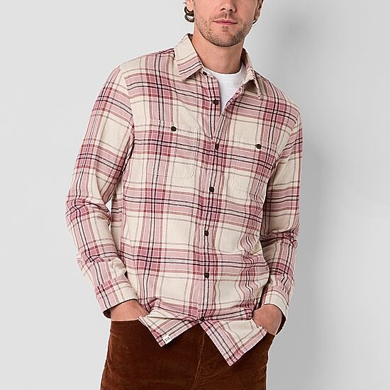mutual weave Mens Long Sleeve Regular Fit Flannel Shirt