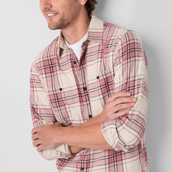 mutual weave Mens Long Sleeve Regular Fit Flannel Shirt