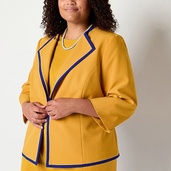 Black Label by Evan-Picone Womens Plus Classic Fit Suit Jacket