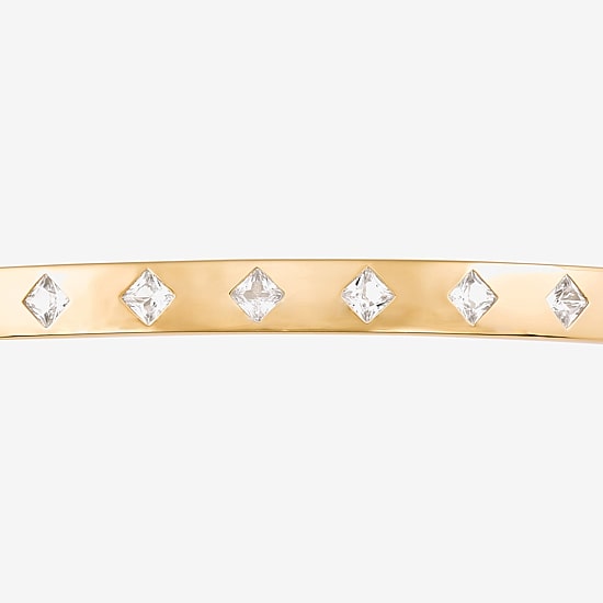 Womens White Sapphire 14K Gold Over Silver Cuff Bracelet